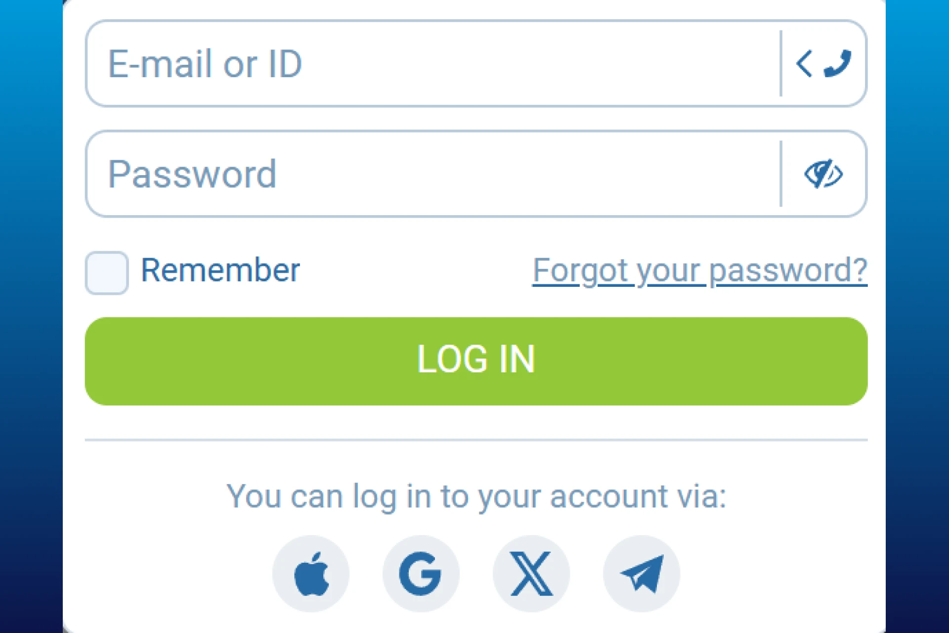 Screenshot of 1xBet Nigeria website or app showing user logging into their account