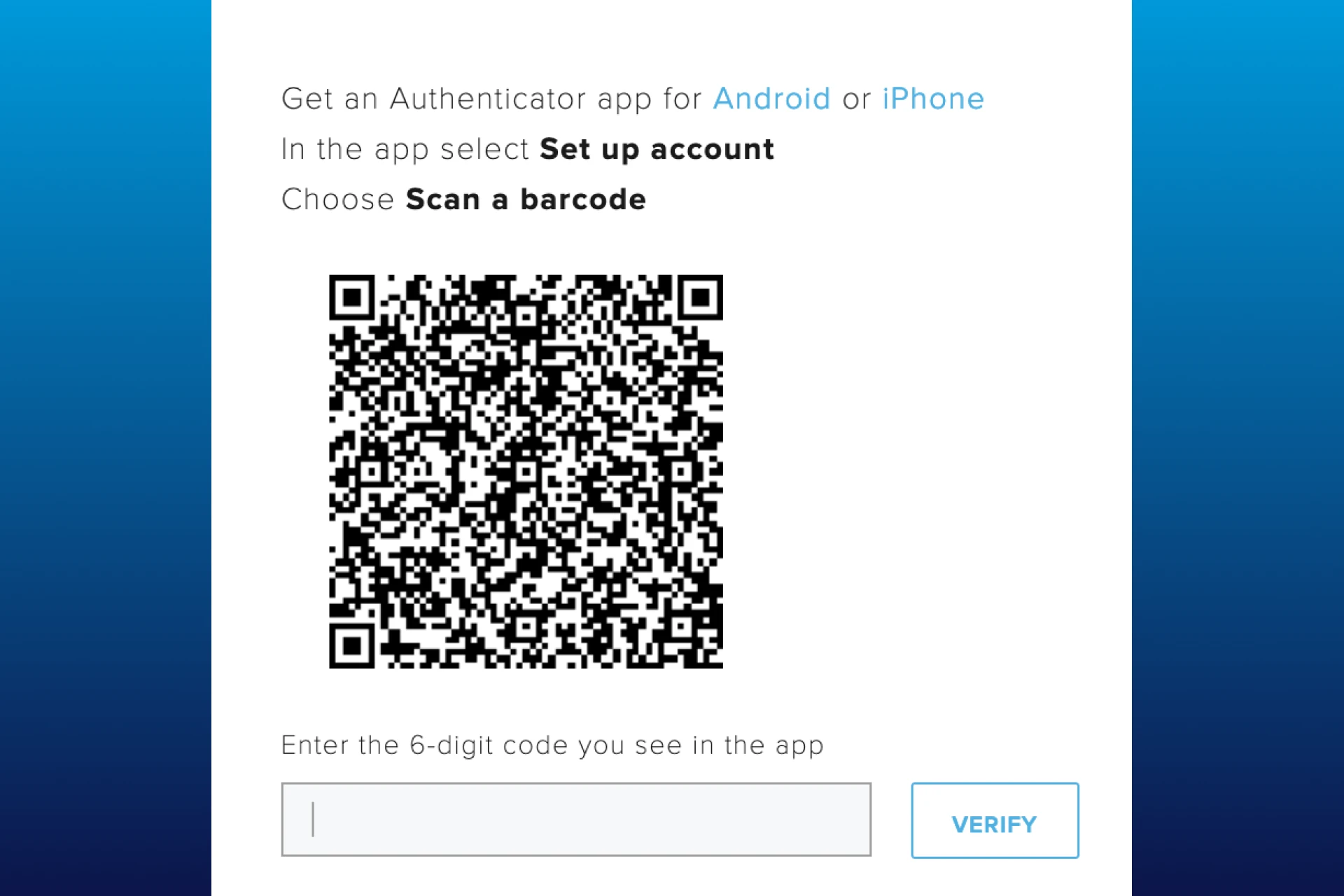 Screenshot of Google Authenticator app scanning QR code
