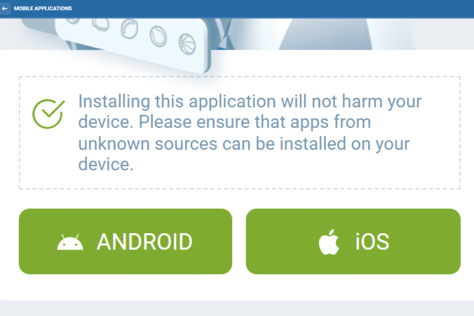 Official 1xBet website showing '1xBet app download for Android' button for APK download