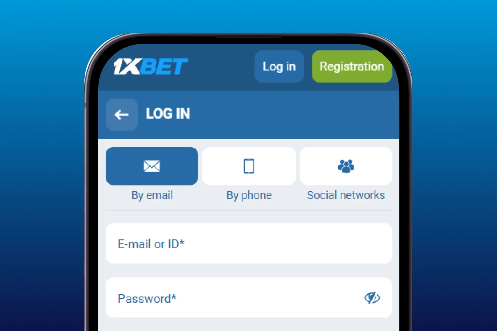 1xBet app launched on iPhone for login or new user registration