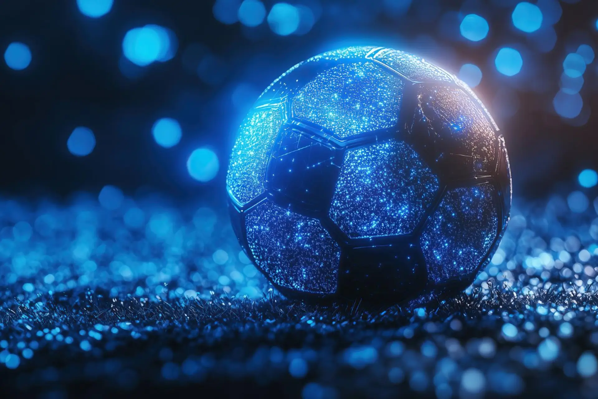 Football – Realistic soccer ball on blue background
