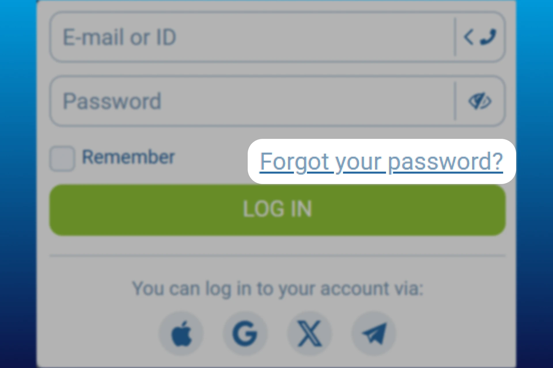 Screenshot of 1xBet Nigeria website showing 'Forgot Your 1xBet ng login password?' option