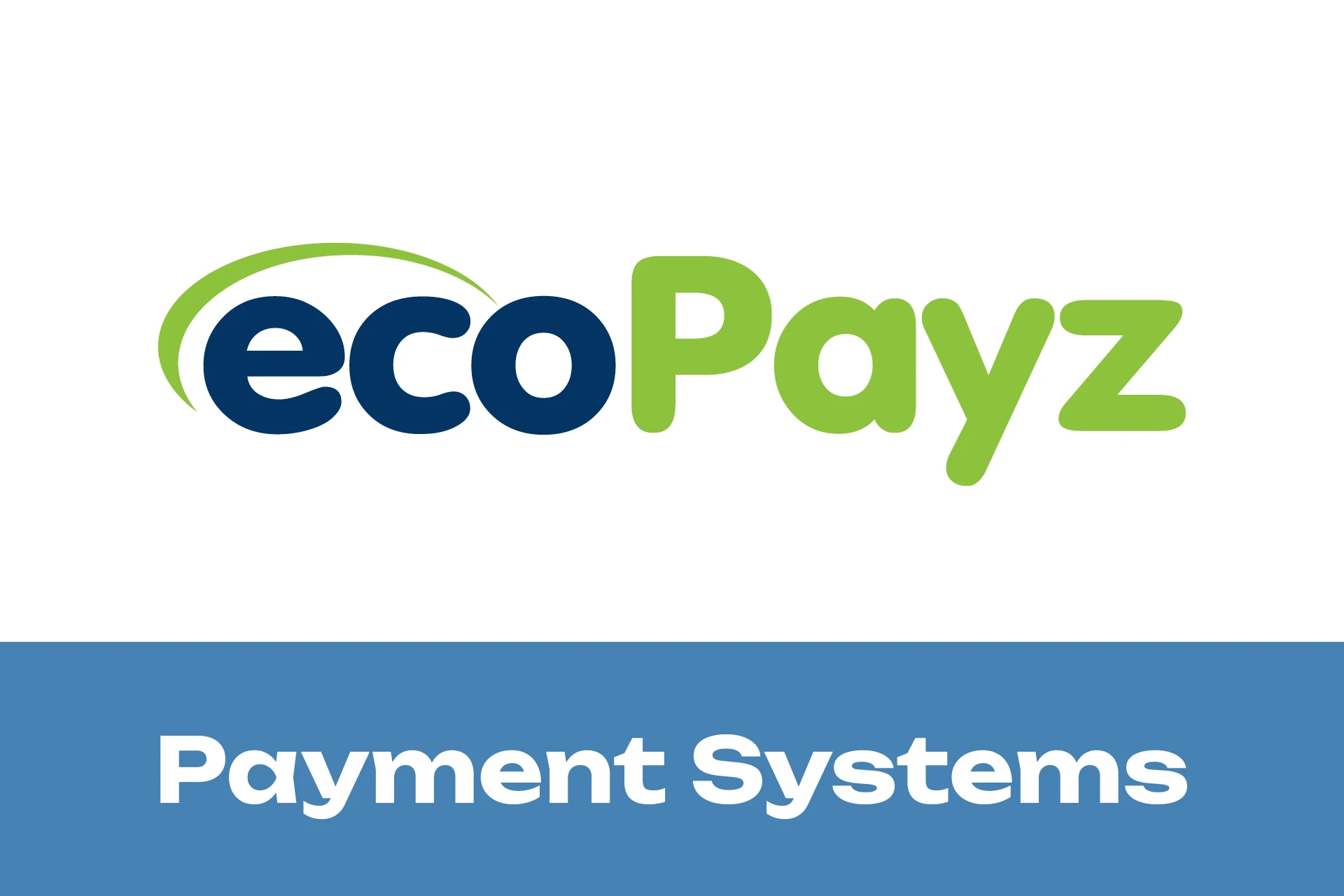 Payment Systems – White background with blue stripe at the bottom showing text 'Payment Systems', ecoPayz icon displayed above