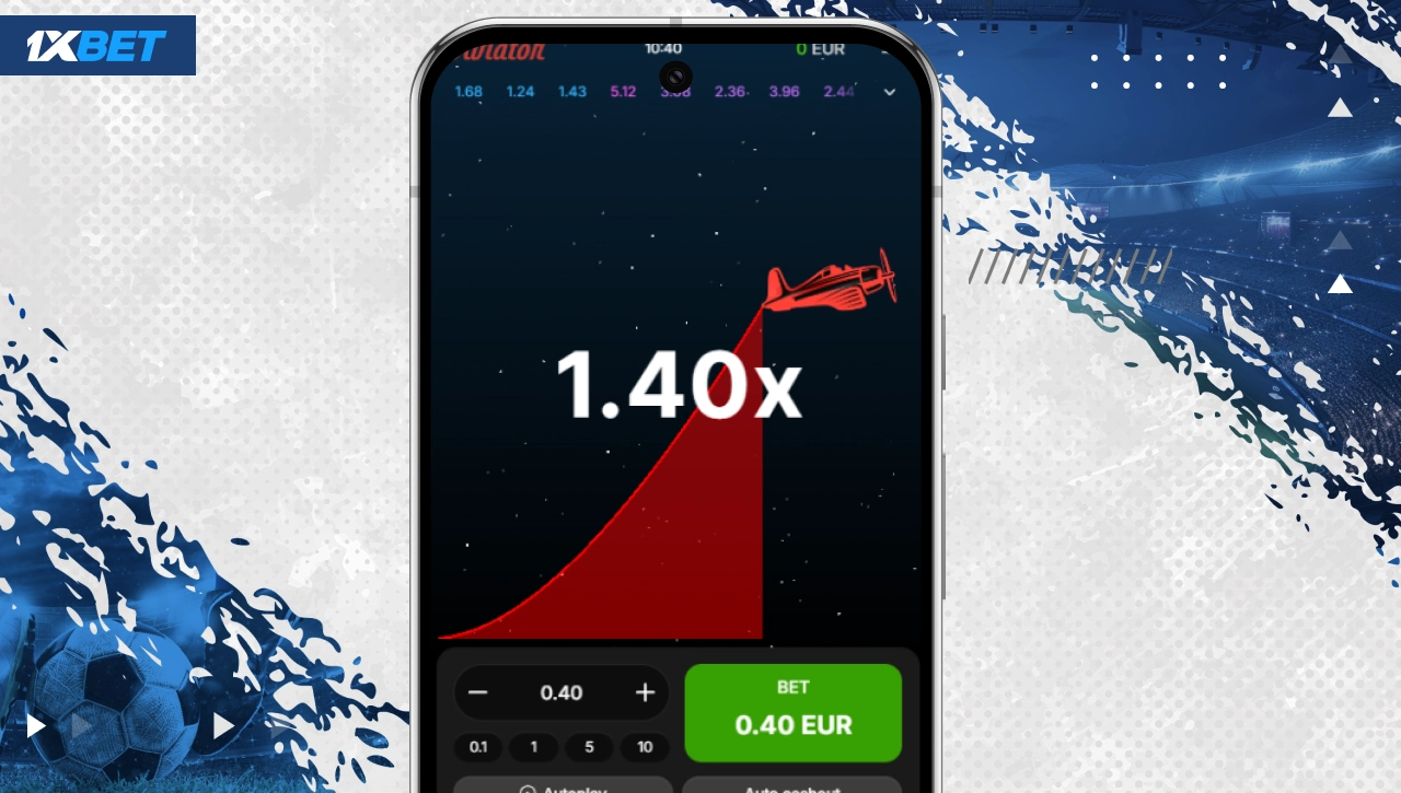 Aviator mobile play on 1xBet Nigeria with smartphone showing the Aviator game