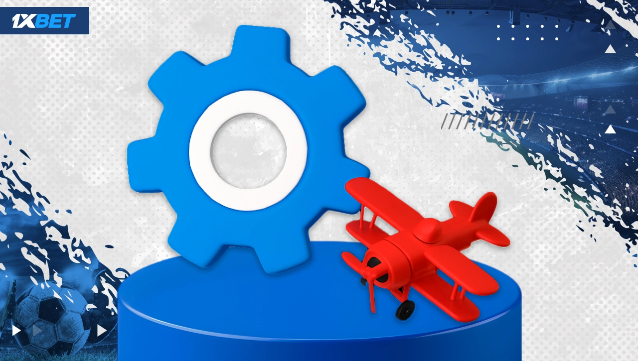 Aviator settings on 1xBet Nigeria with gear icon and red plane