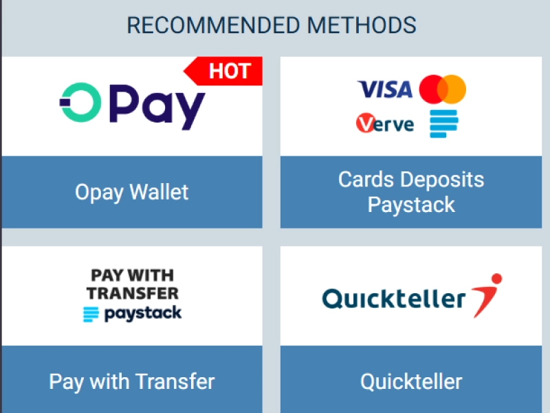 1xBet Nigeria deposit page screenshot with highlighted payment methods